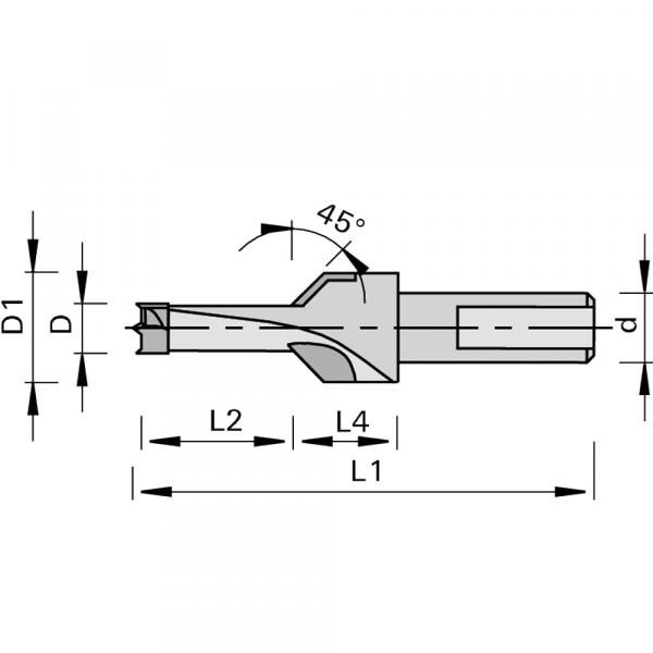 Stehle HW 2060 Bohrsenker 8x12x57,5x10 mm Z=2+2 Rechtslauf